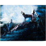 Wolf Throw Blanket, Extra-Large Wolf Blanket for Adults, Boys, and Girls, Wolf Fleece Blanket with Wolves Howling at the Full Moon Theme (50in x 60in) Wolf Decor Gifts for Christmas, Warm Cozy Soft