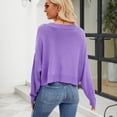 thumbnail image 2 of SWSMCLT Women's Long Sleeve Button Up Cardigan Batwing Sleeve V Neck Crop Top Sweater Soft Knit Sweaters Fashion Loose Baggy Fall Drop Shoulder Purple Large, 2 of 4