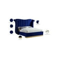 thumbnail image 2 of Meridian Furniture Flora Solid Wood and Velvet Queen Bed in Navy, 2 of 4