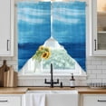 thumbnail image 4 of Blue Ombre Coastal Kitchen Window Curtains, Swag Curtains Valance for Bedroom Living Room Bathroom, Summer Gradient Ocean Wave Rod Pocket Window Treatment Curtain Block Drapes 2 Panels 28"x36", 4 of 9