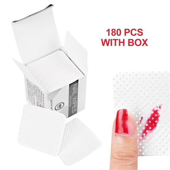 Nail Wipes White 180Pcs - Disposable Nail Wipes Nail Polish Remover Cotton Lint Frees Cotton Pads for Gel Nails Finger/Toe Nail Care, Nail Removal Supplies, Cotton Enamel Remover W Makeup Organizers