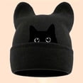 thumbnail image 5 of Womens Cat Ear Beanie Cute Knit Hat with Cat Embroidery Warm Soft Cozy Winter Hat, 5 of 5