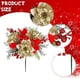 thumbnail image 5 of Flores artificiales de Poinsettia con purpurina para Navidad | Paquete de 2 | Seda, Plástico y Terciopelo | 13.7in de alto | Oro Rojo Verde | Decoración para el hogar de árboles navideños, coronas,, 5 of 7