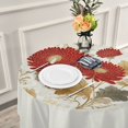 thumbnail image 6 of 60 Inch Round Tablecloth with White Lace Trim Fall Table Cover for Elegant Dining Decor Red Chrysanthemum Pattern, 6 of 8