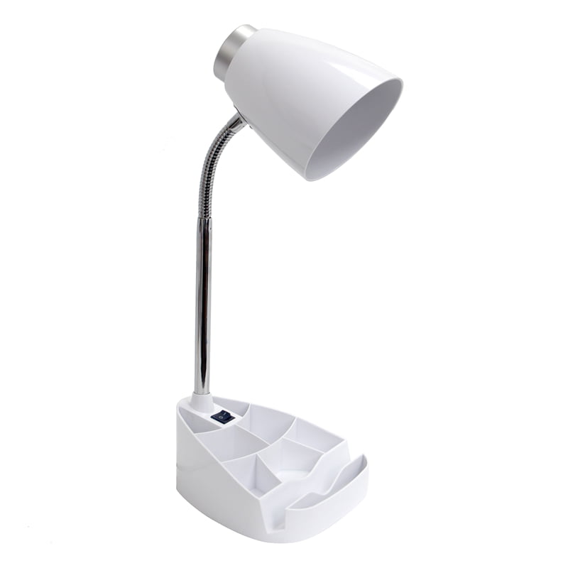 Limelights White Gooseneck Organizer Desk Lamp with iPad Stand or Book Holder