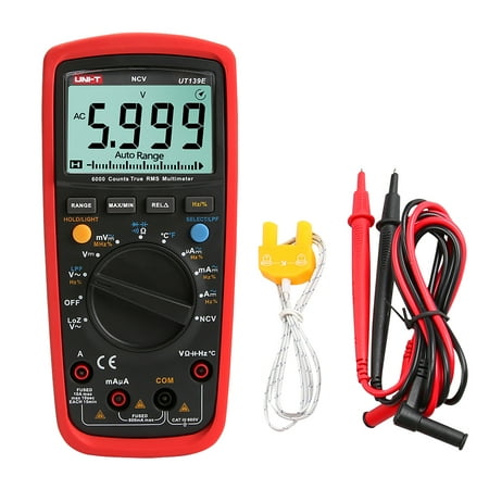 UNI-T UT139E True RMS Multimeters Multi-functional Digital Multimeter with Backlight LCD Display Measuring DC/AC Voltage DC/AC Current Duty Ratio Temperature Resistance