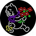thumbnail image 1 of Pooh With Flowers Butterfly LED Neon Sign 18 x 18 - inches, Black Square Cut Acrylic Backing, with Dimmer - Bright and Premium built indoor LED Neon Sign for café, club, party, event and stroefront., 1 of 7