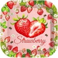 thumbnail image 5 of Fruit Strawberry Birthday Paper Plates Napkins Summer Fruit Disposable Tableware Set Party Supplies Strawberry Theme Dinnerware Serves 24 Guests for Audlts Kids Baby Shower Birthday 88PCS, 5 of 9