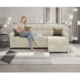 thumbnail image 5 of Howcool 82" Sectional Sofa Bed, L-Shaped Sleeper Pull Out Couch with Storage Chaise & USB Charging Ports, Linen Fabric for Small Apartment Living Room,Beige(Thick Sponge), 5 of 9