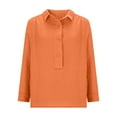 thumbnail image 4 of Kilaqueen Long Sleeve Shirts for Women Button V Neck Lapel Pleated Tops Solid Color Casual Lightweight Regular Fit Business Outfits, 4 of 8