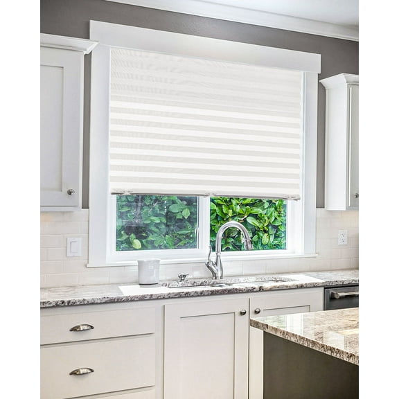 Chicology Instant White Cordless Light Filtering Polyester Fabric Pleated Window Shades, 48"W x 72"L (6-Pack)