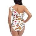 thumbnail image 5 of Easygdp Fast Food Women's One Shoulder Ruffle Monokini Bathing Suits with Removable Chest Pad, Quick Drying - X-Large, 5 of 8