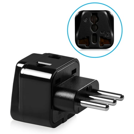 - Type L Plug Adapter, Fosmon Universal USA to Italy Travel Wall Power Converter Adapter, CE Certified Compact Electrical Outlet - Black