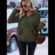 thumbnail image 4 of Sudadera Informal de con Cremallera de un Cuarto para Mujer, Larga, Ligera, Suave y Afelpada, con Bolsillos. Verde XL, 4 of 9