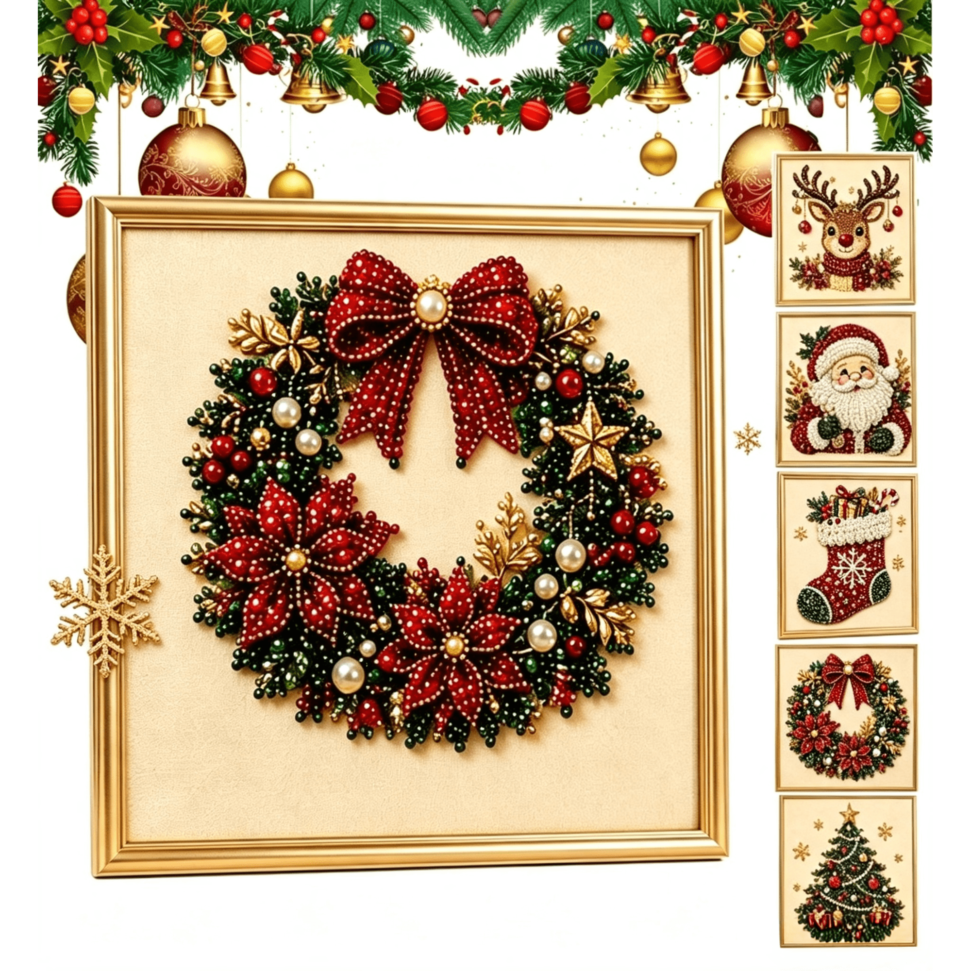 Christmas Pearl Art DIY Kit Pearl Painting Kits for Adults Pearls Diamond Art Cute Design Home Decor Wall Art Adults Craft Kit 3D DIY Pearl Painting