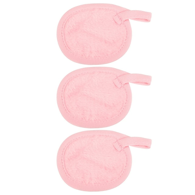 Almohadillas de franela Unique Bargains 3 uds removedor de maquillaje reutilizable color rosa