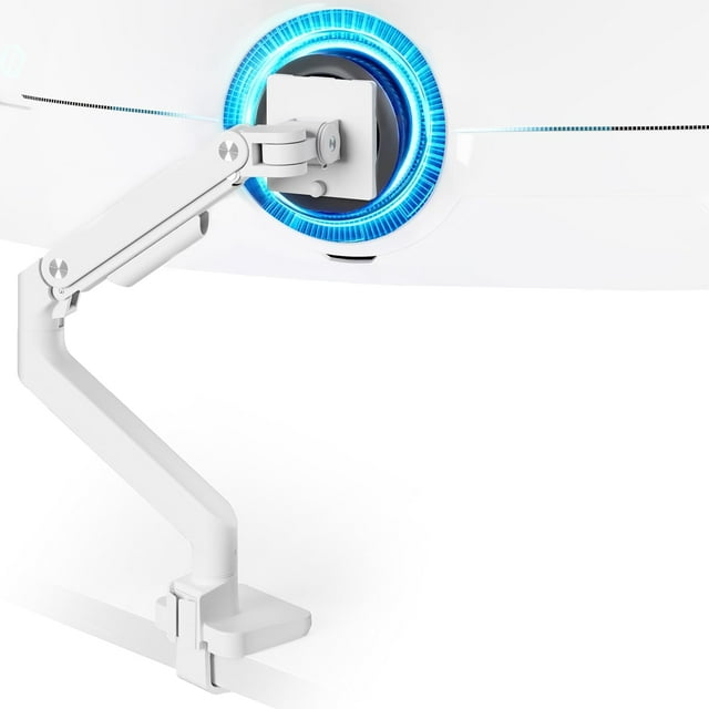 Bras de Moniteur Ultra Grand pour Écran Incurvé Robuste Supporte des Lb Bras de Moniteur à Ressort à Gaz Réglable Support de Bureau avec Pince en C Base à Oeillets / Support Vesa