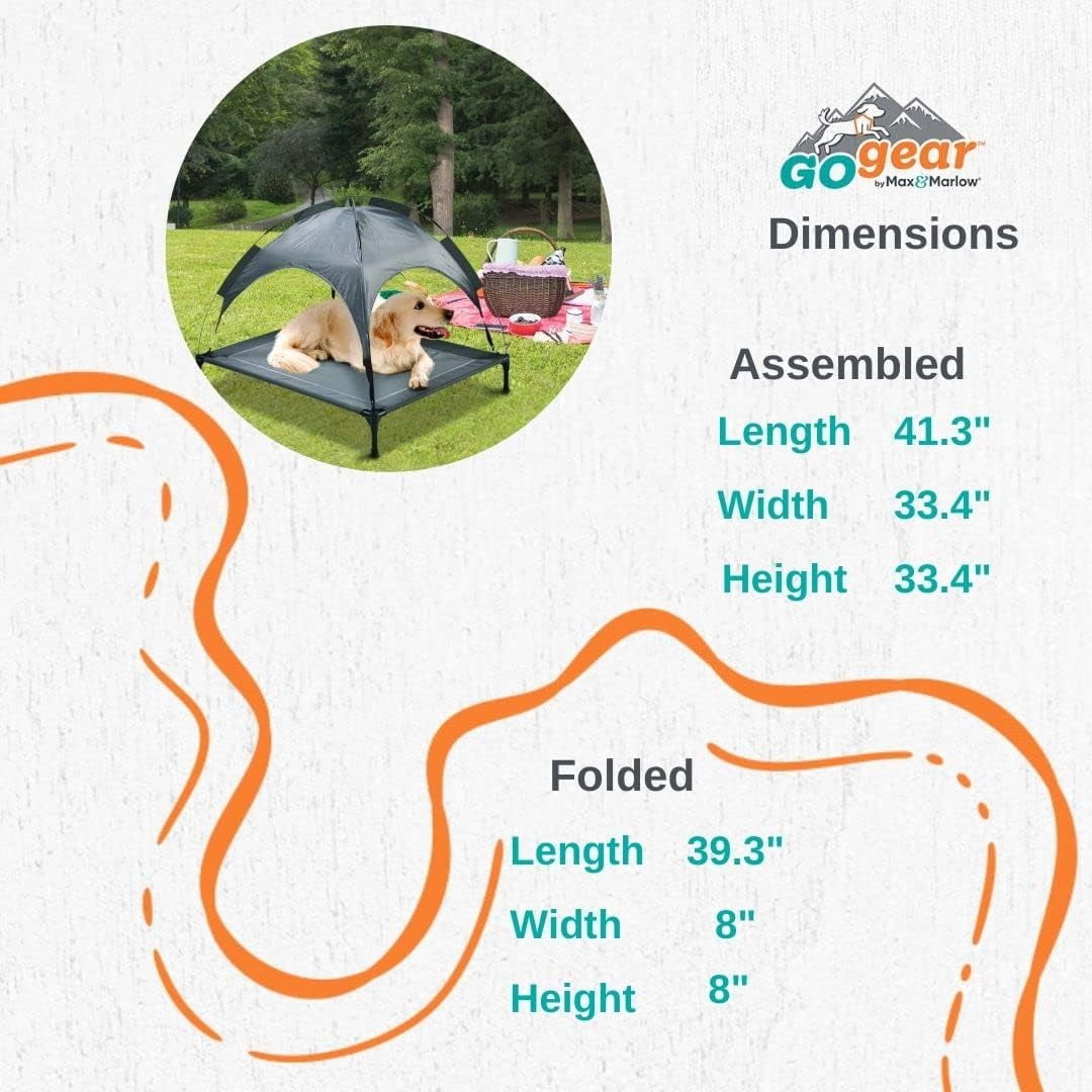 Go Gear Elevated Dog Cot with Removable Canopy, Gray