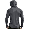 thumbnail image 4 of Dresfit Sun Shirt Mens Cooling Hooded Fishing Shirts Summer 2026 Long Sleeve Outdoor Pullover Upf 50+ Sun Protection Hiking Hoodies with Face Mask Dark Gray 3XL, 4 of 9
