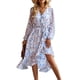 thumbnail image 1 of Vestido PRETTYGARDEN Floral Boho Cruzado con Escote en V y Mangas Largas Talla L Grande, 1 of 5