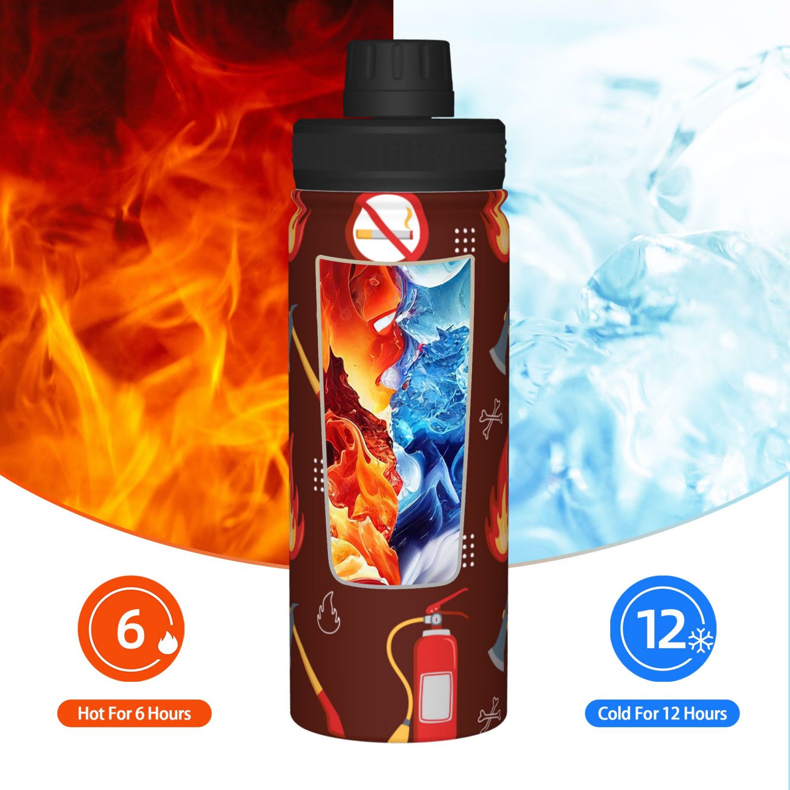 Hirioo Fire Extinguisher for 18oz Sports Insulated Kettle for Gym Hiking Camping Running Mountain Bike Outdoor Sports