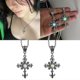 thumbnail image 2 of Collar con colgante de cruz, gargantilla punk, collar de piedra luminosa, joyería gótica --- Código de producto 47496, 2 of 5