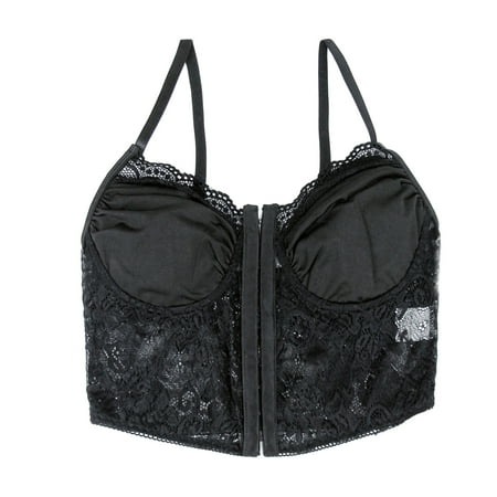 

B91xZ Tops For Women Casual Spring Summer Desire Lace Flower Hollow Out Women Crop Corset Top Black S