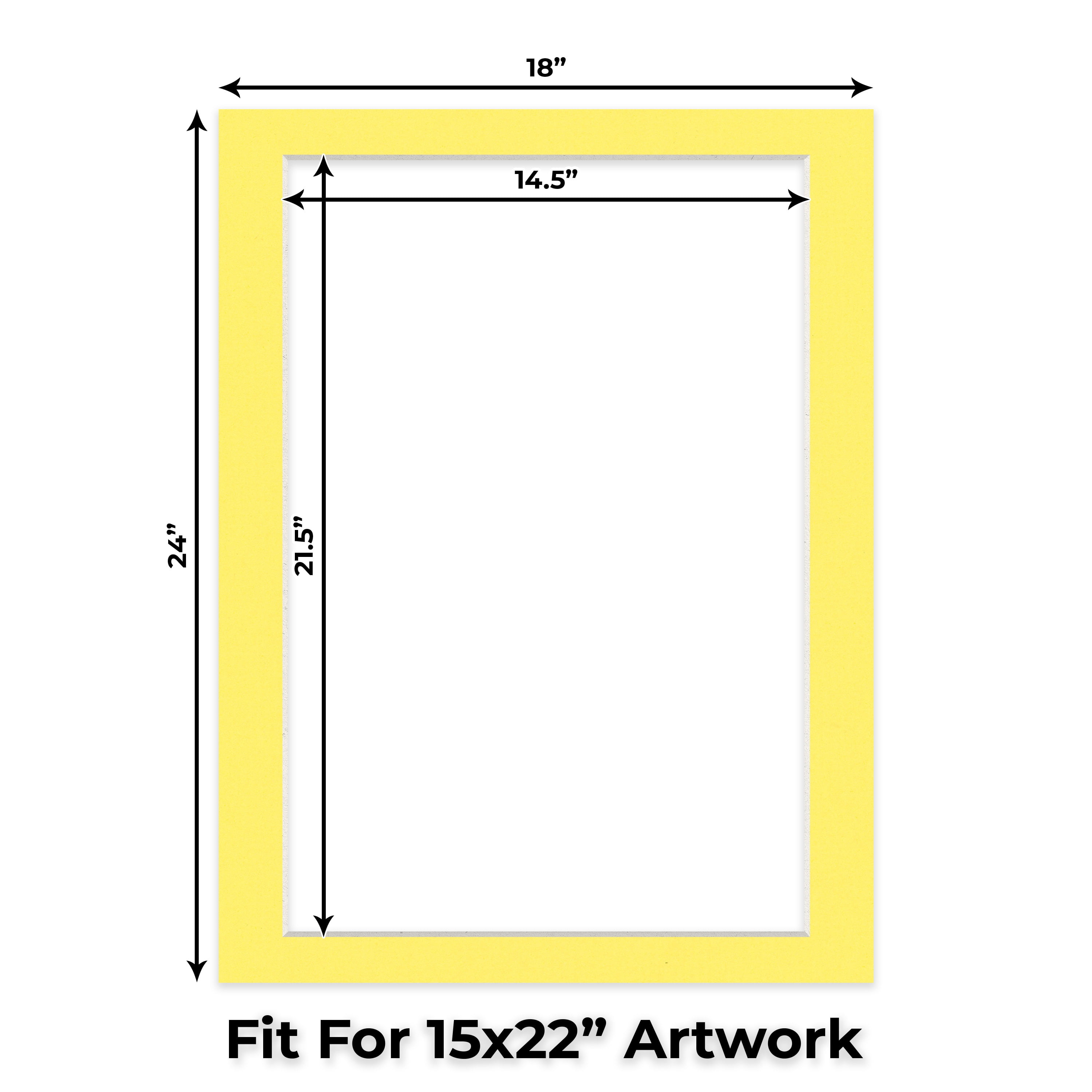 Yellow Picture Frame Mat for 18x24 Frames - Fits 15x22 Photos - 50 Mats
