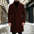 thumbnail image 5 of Men Long Overcoat Lapel Collar Button Front Oversized Jacket with Pocket,Warm Windproof Fall Winter Daily Casual Comfy Wear,Red,XL, 5 of 9