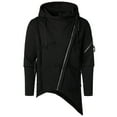 thumbnail image 2 of Lilgiuy Men Casual Solid Dark Style Long Sleeve Zipper Hooded Pullover Sweatshirt for Office Business Work, 2 of 5