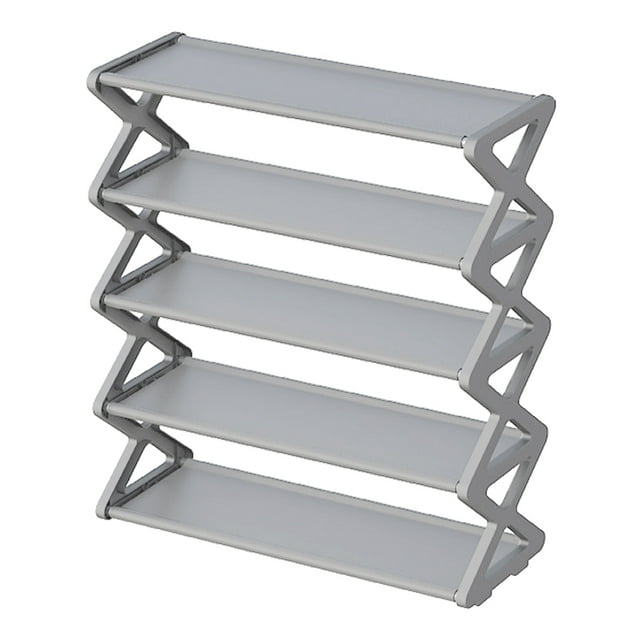 Yeacher 5 Tier Shoe Rack X Shape Shoe Organizer Dust-proof Storage Shelf Galvanized Steel Non-Woven