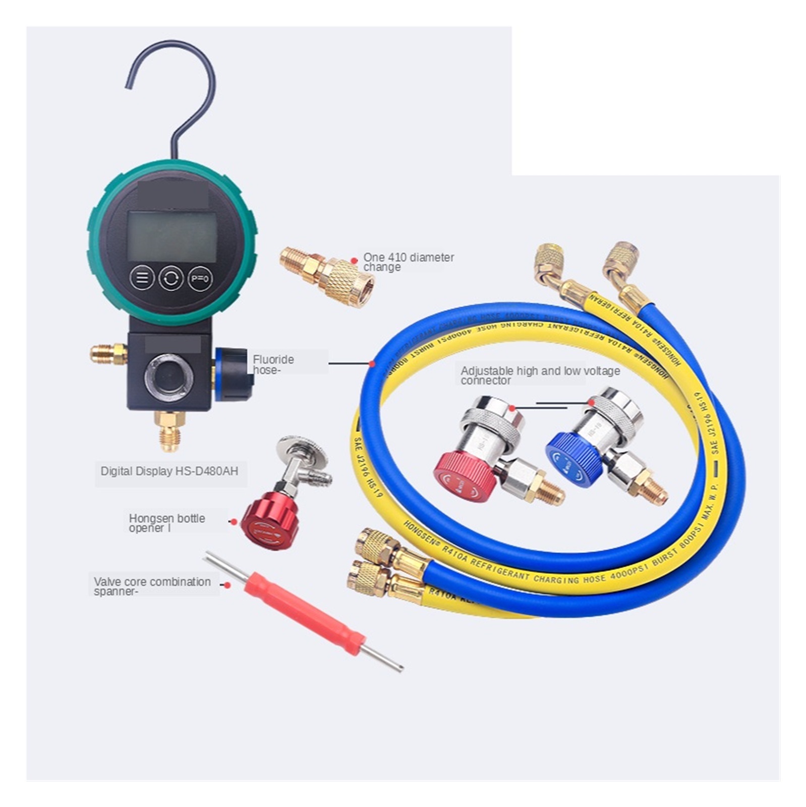 Refrigerant Pressure Gauge Manifold Digital Refrigeration Tester Vacuum Meter HVAC Tester Freon Pressure R134A R410 R22