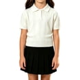 thumbnail image 2 of Girl Uniform Shirt Knit Collared Short Sleeve Fit Tops Summer Casual Solid School Tops for Girls, 2 of 7