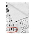 thumbnail image 2 of Word Search Puzzle Soft Flannel Fleece Throw Blanket, Black and White Game Sheet Design Finding the Names of Animals, Cozy Plush for Indoor and Outdoor Use, 50" x 60", Black White Red, by Ambesonne, 2 of 5