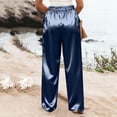 thumbnail image 4 of Lenpel Satin Work Pants for Women Fashion Pleated Button High Waist Business Casual Trousers Wide Leg Office Dress Slacks, 4 of 4
