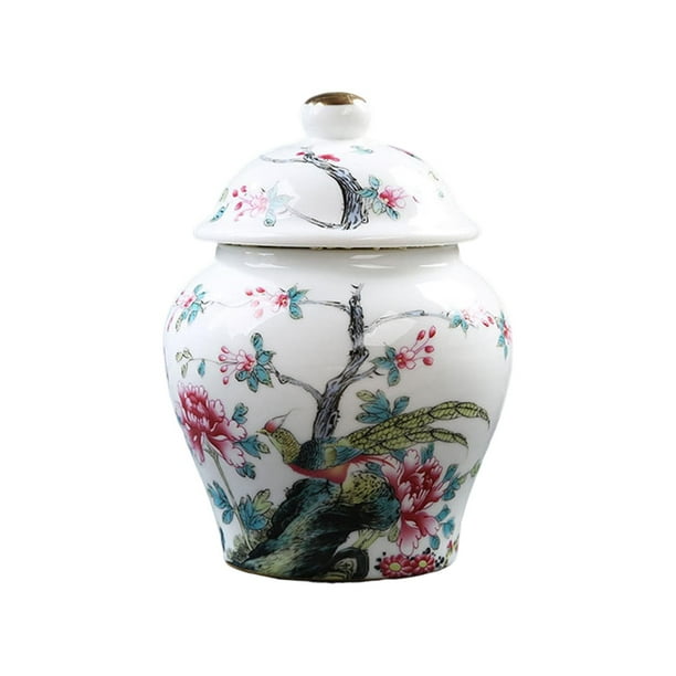 Tarro de jengibre de cerámica, tarro de templo de porcelana tradicional, jarrón de porcelana para almacenamiento Estilo A