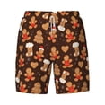 thumbnail image 4 of Lsque Mens Swim Trunks Christmas Gingerbread Cookies Pattern - Bathing Suit Compression Liner - Beach Swim Shorts Swimwear - (S-3XL) - Stretch Quick Dry -Large, 4 of 9