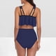 thumbnail image 3 of Bikini de Mujer Trajes de Baño Bikini con Ruffles Conjunto con Sujetador Acolchado Extraíble, Pantalones Cortos de Cintura Alta para la Playa, 3 of 4