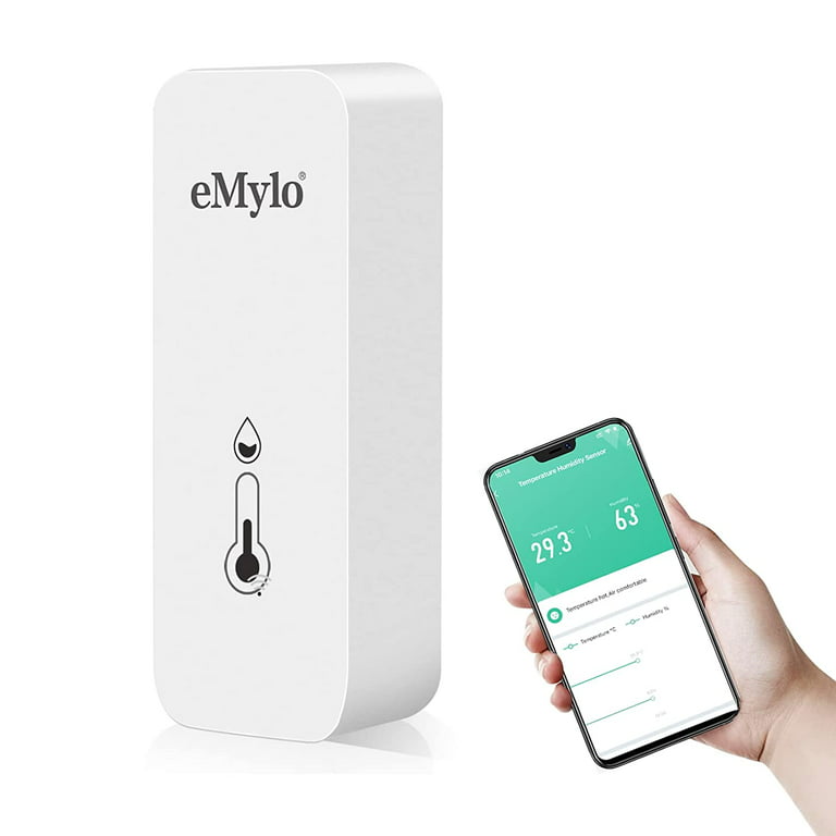eMylo WiFi Thermometer Hygrometer, WiFi Temperature Humidity Monitor with  App Notification Alert, History Data, Compatible with Alexa Google