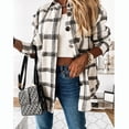 thumbnail image 2 of Mujeres de manga larga abrigo a cuadros solapa botón abajo elegante casual suelta cómoda camisa de abrigo a cuadros, 2 of 6