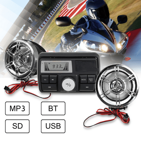 bluetooth Motorcycle Handlebar Audio System USB SD FM Radio Stereo MP3 Speakers