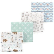 Luvable Friends Hudson Baby Flannel Receiving Blankets 4pk, Brown Moose