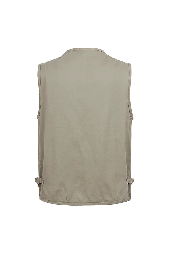 Men's V-Neck Sleeveless Solid Color Leisure Outdoor Vest Jacket Lightweight Vest With Pockets