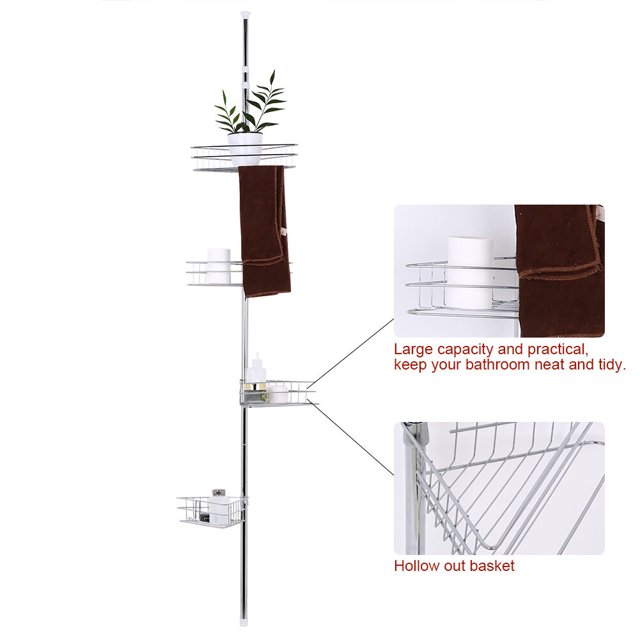 Estante esquinero de almacenamiento para baño estante esquinero telescópico de metal con 4 cestas de almacenamiento sin taladros para champú de gel de ducha ANGGREK Otros