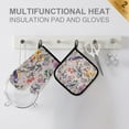 thumbnail image 4 of Yayeee Oven Mitts and Pot Holder Set of 2 Heat Resistant Kitchen Gloves Baking Hot Pad, Purple Floral Pattern, 4 of 5
