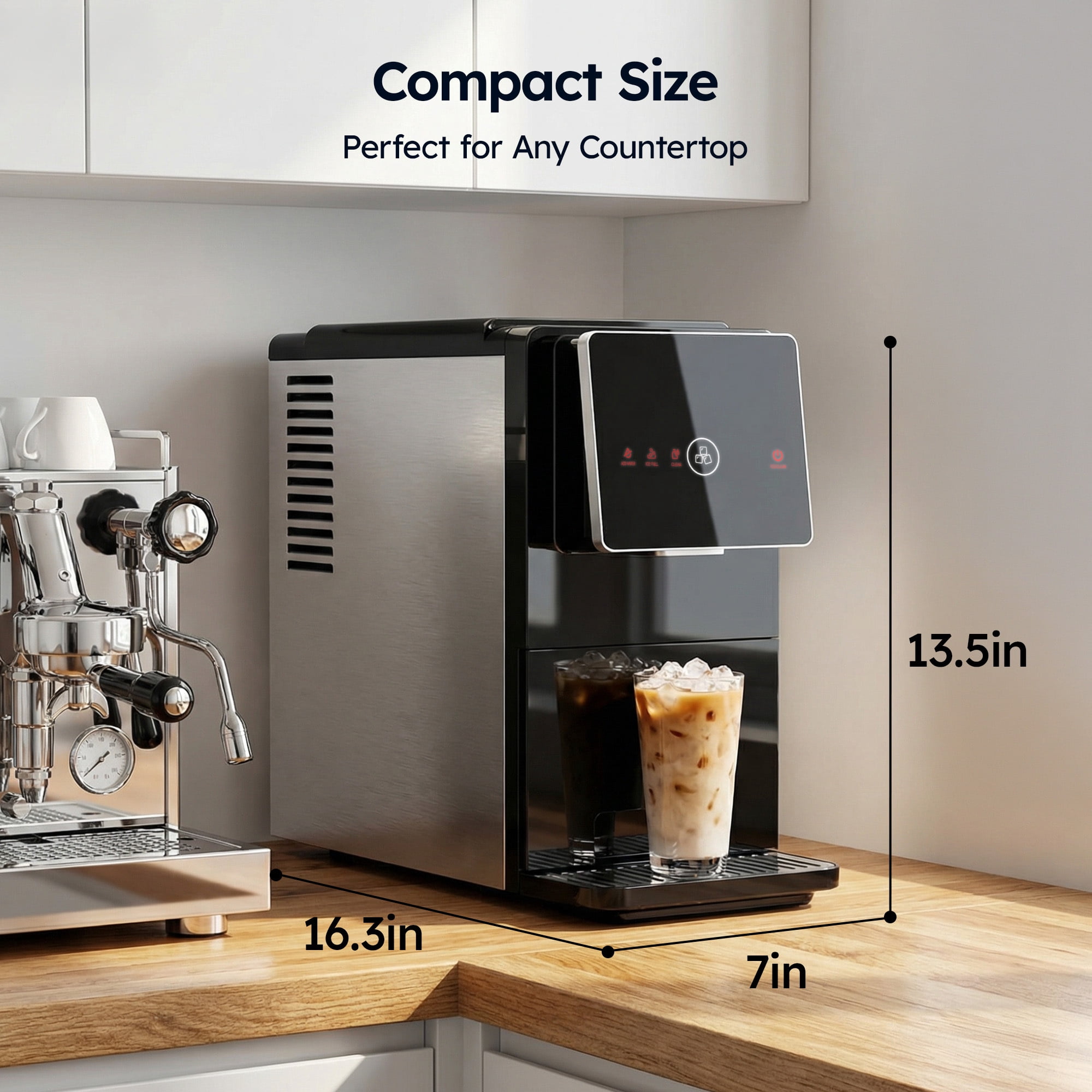 Simzlife Countertop Nugget Ice Maker - 33lbs/24h Chewable Sonic Pellet Ice Machine, 1.8L Removable Tank, Auto Self-Cleaning & Smart Measured Dispensing for Home, Office, Party