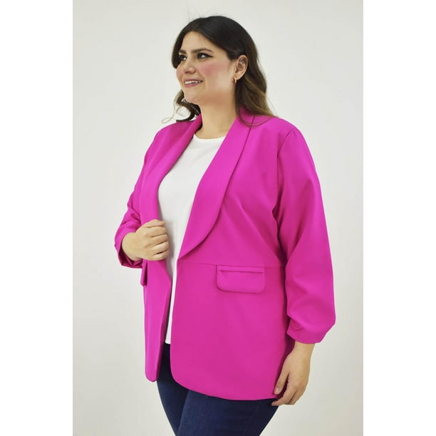 Blazer manga 3 4 Roman Fashion Tallas Extras 12255 Fiusha fucsia 38 Walmart en linea