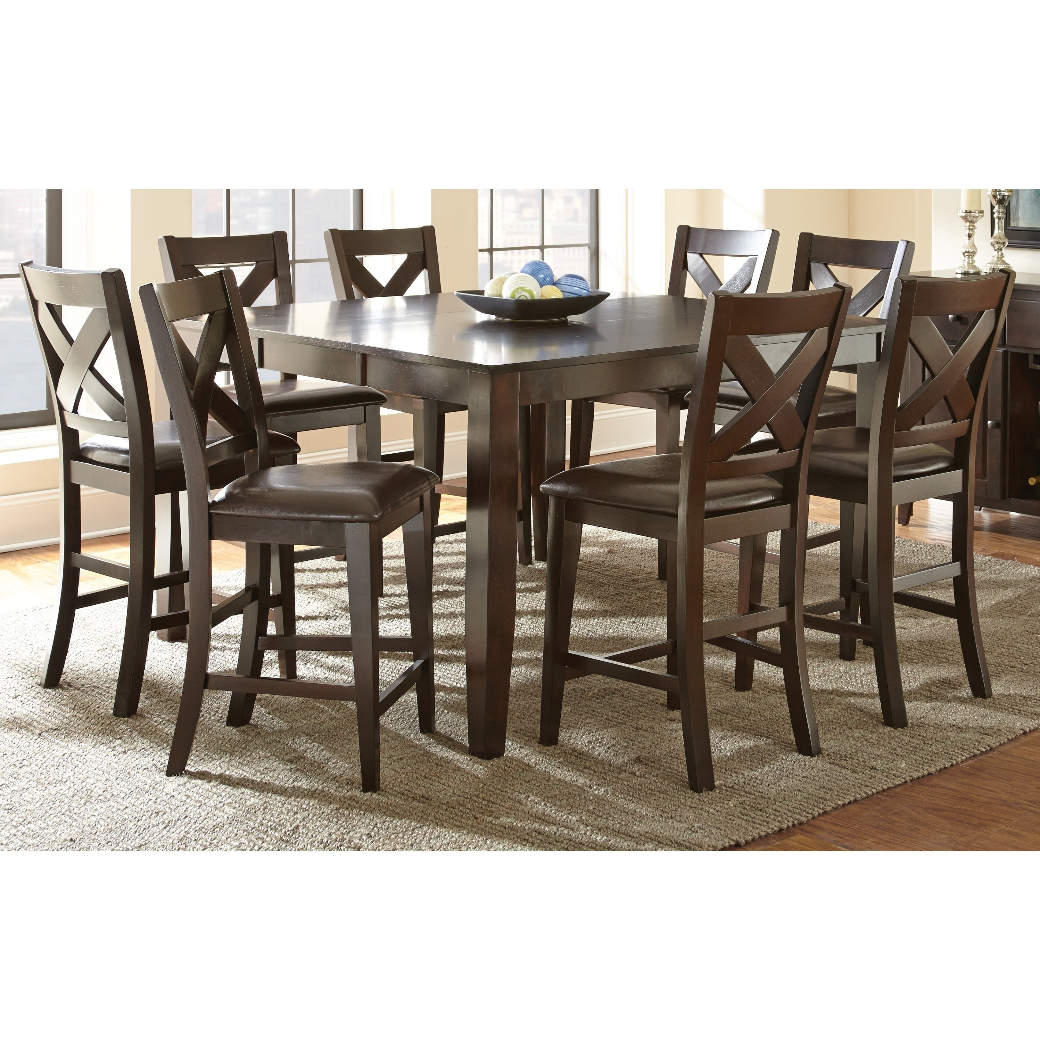 Greyson Living Copley Counter Height Dining Set With Self Storing Leaf By Faux Leather 9 Piece Set Walmart Com Walmart Com