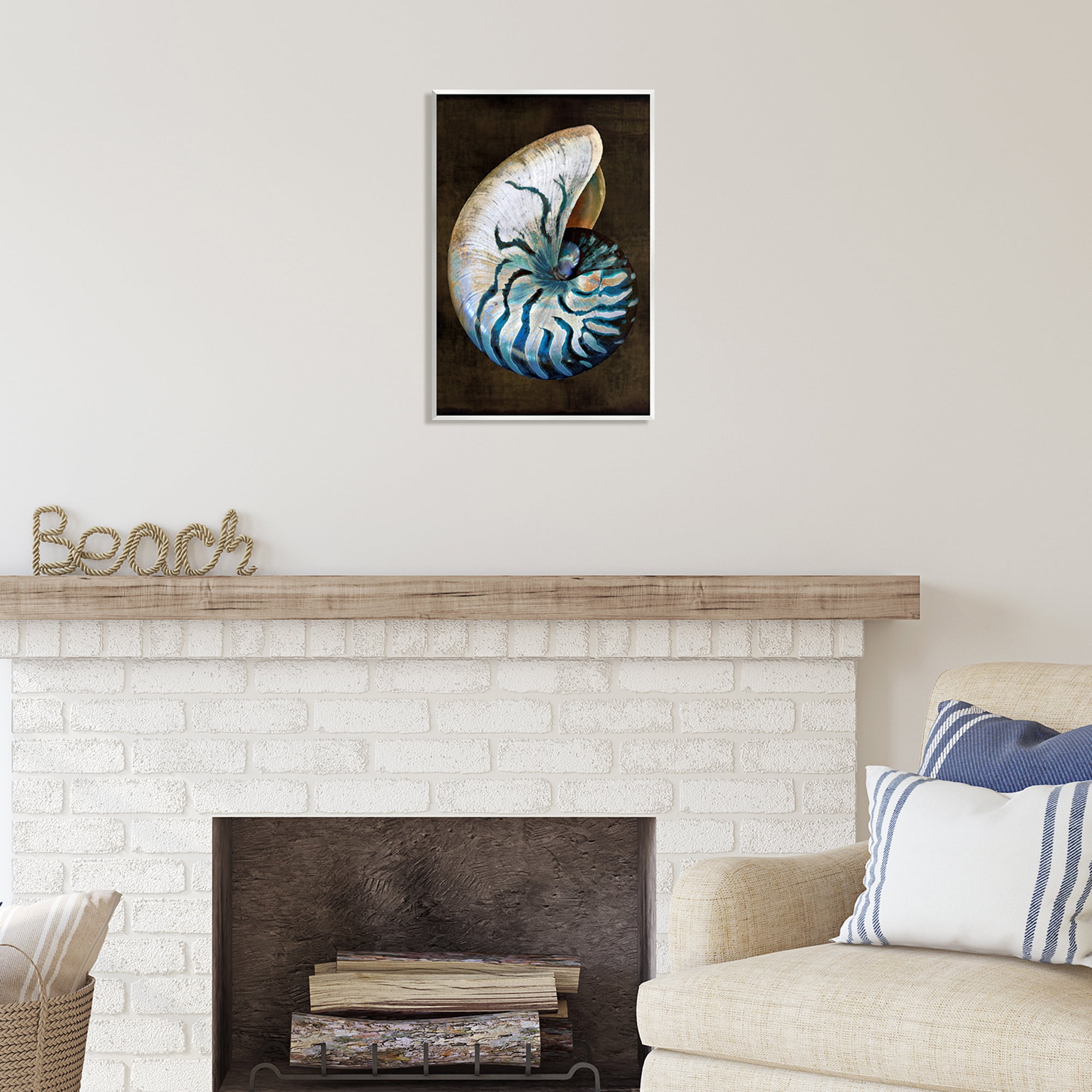 Stupell Industries Dark Nautilus Shell Nature Painting Unframed Art Print Wall Art, 13 x 19