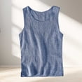 thumbnail image 4 of Linen Tank Tops for Men Summer, Solid Color Casual Sleeveless T Shirts, Light Blue 3XL, 4 of 7